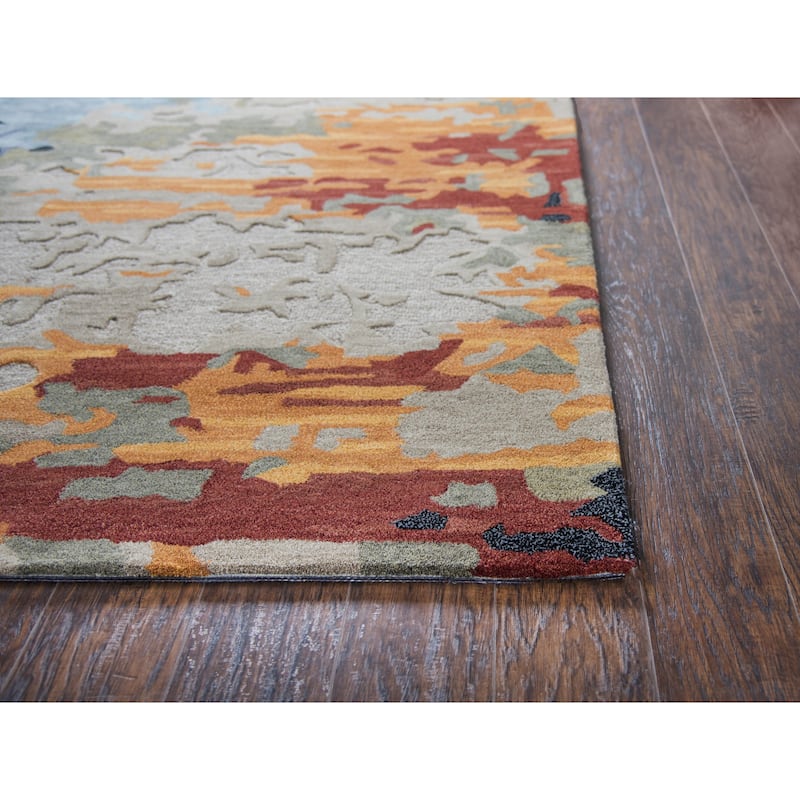 Alora Decor Lapis Multi-colored Hand-tufted Abstract Wool Blend Rug