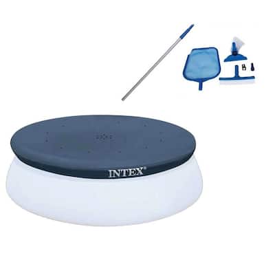 Intex Swimming Pool Maintenance Kit w/ Vacuum & 10' Swimming Pool Debris Cover - 2.5