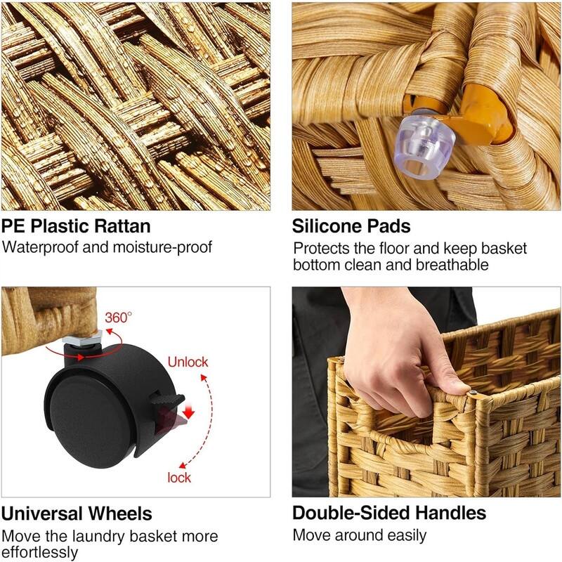 Laundry Hamper with Wheels - 19.7"L x 7.9"W x 27.6"H