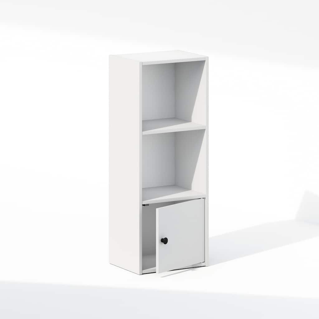 31.5 in. Tall White Wood 2-Shelf Bookcase with Storage Cabinet