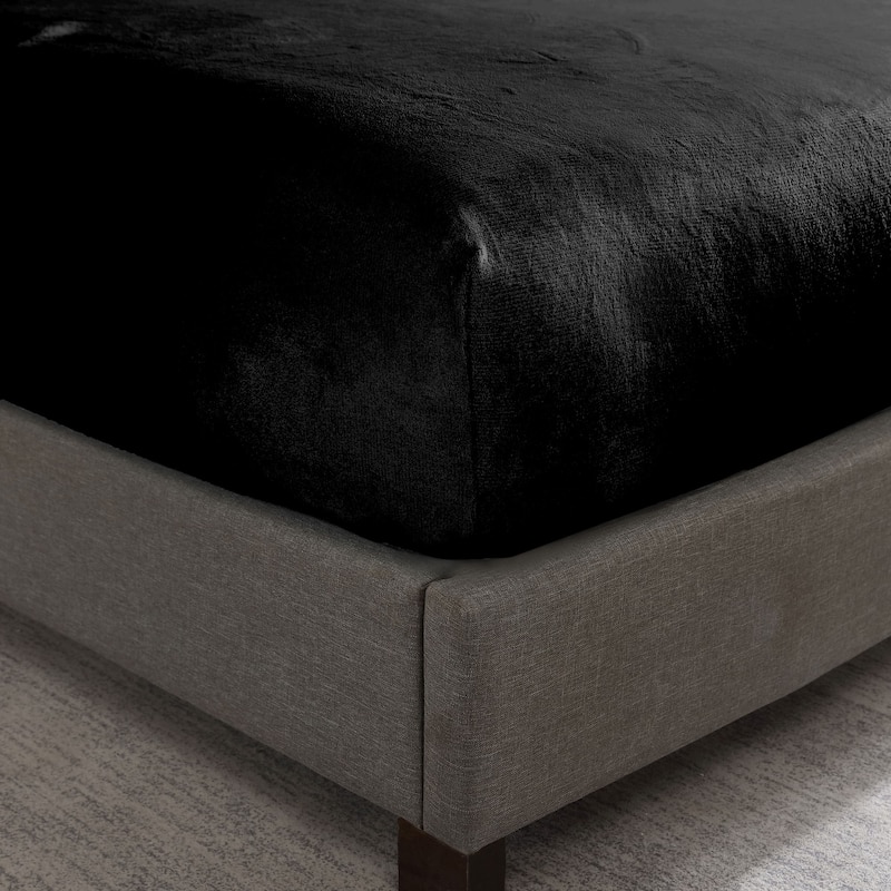 Swift Home Cozy Soft Microplush Flannel Fitted Sheet - Black - Full
