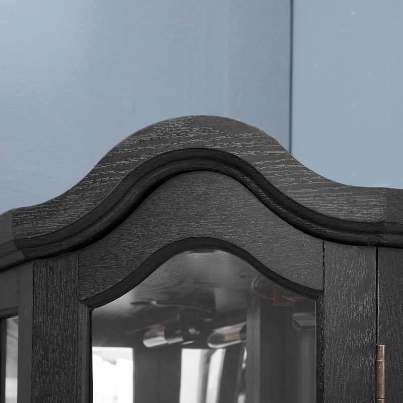 70" Lighted Corner Curio Cabinet with Tempered Glass Doors and Shelves