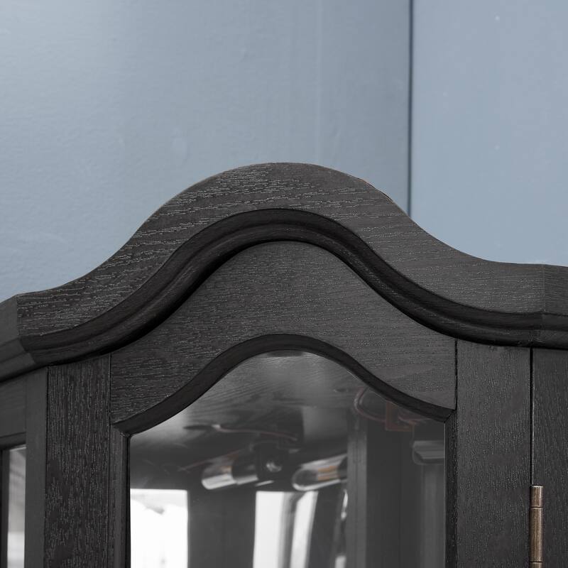 GDFStudio - Storage Corner Curio Cabinet with Lighted Glass Shelves