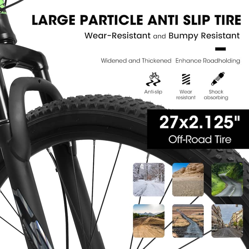 27 Inch Mountain Bike 21 Speed, Suspension Fork, Aluminum Frame Disc Brake, Mountain biking for both men and women