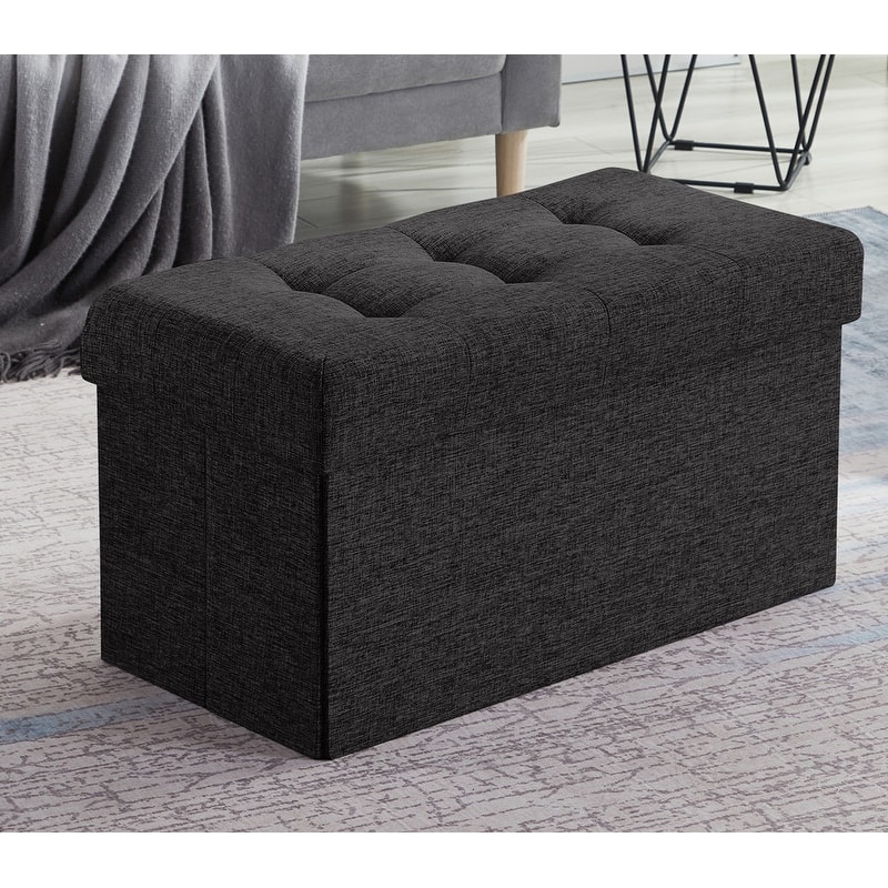 30 Inch Linen Foldable Bench Storage Ottoman