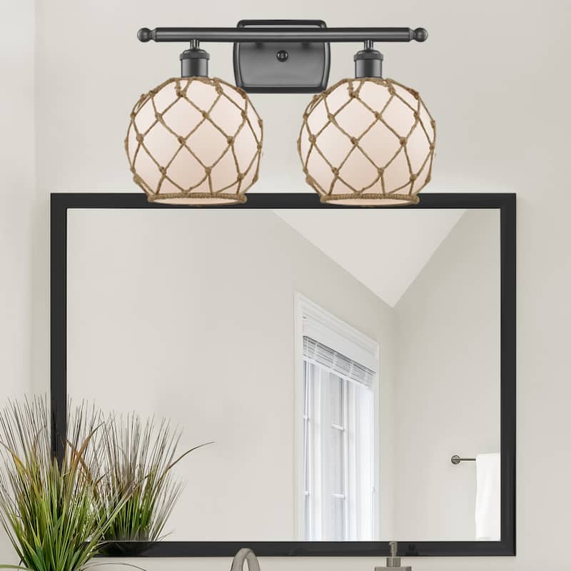 Innovations Lighting Farmhouse Rope 2 Light 16" Wide Bathroom Vanity