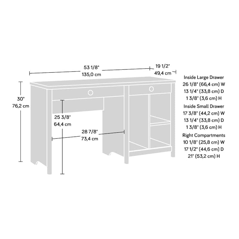 Wood Computer Desk with 2 smooth-glide Drawers, Light Gray