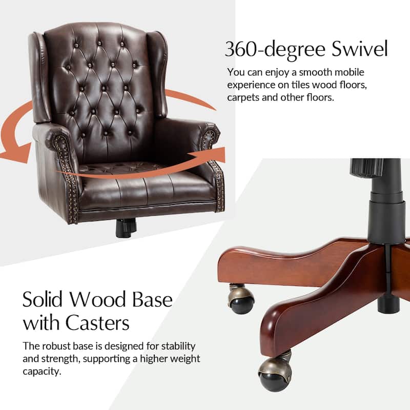 Maximiliano Modern Swivel Executive Chair with Tufted Back by HULALA HOME