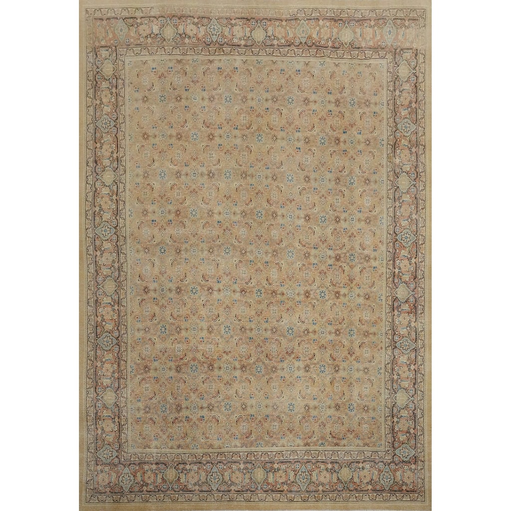 Hand Knotted Oriental 100% Wool Carpet Traditional All-Over Brown Sultanabad Area Rug - 12' 8'' X 9' 10''