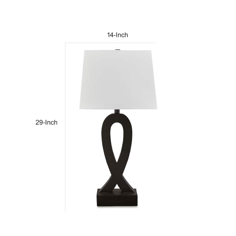 29 Inch Table Lamp Set of 2, Black Sculptural Solid Base, Empire Hardback