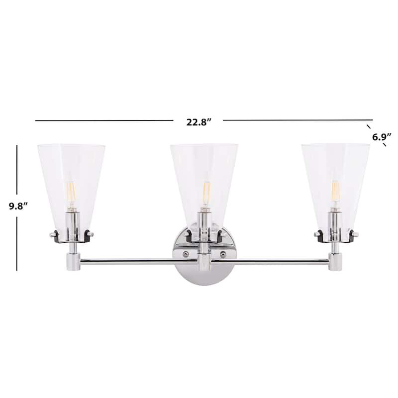 SAFAVIEH Lighting Hirono 3-Light Led Vanity Sconce - 22.8" W x 6.9" L x 9.8" H - 23Wx7Dx10H