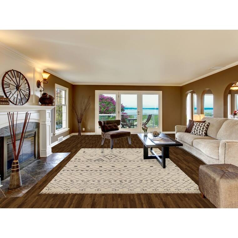 Trellis Moroccan Area Rug Hand-Knotted Oriental Wool Carpet - 7'1"x 10'10"