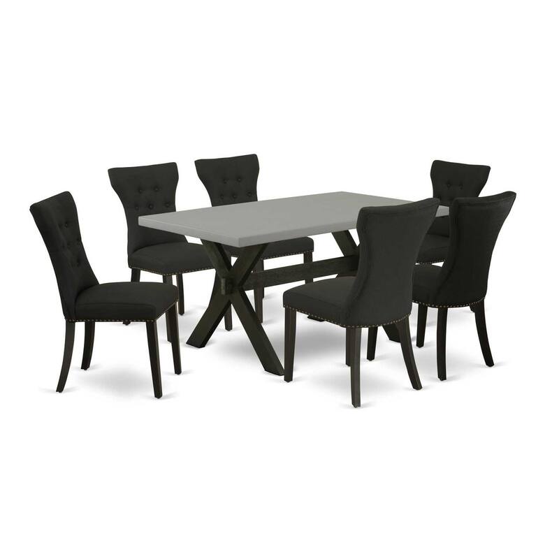 HomeStock 7-Piece Rectangle Natural Oak Finish Solid Wood Top Dining Table with 6-Parson Chairs