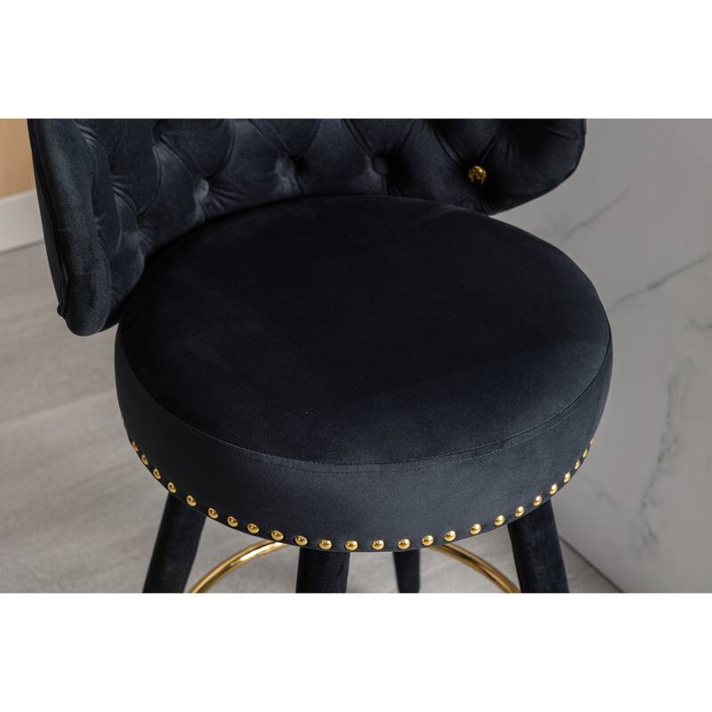 Counter Height Bar Stools Set Of 2 For Kitchen Counter Solid Wood Legs With A Fixed Height Of 360 Degrees