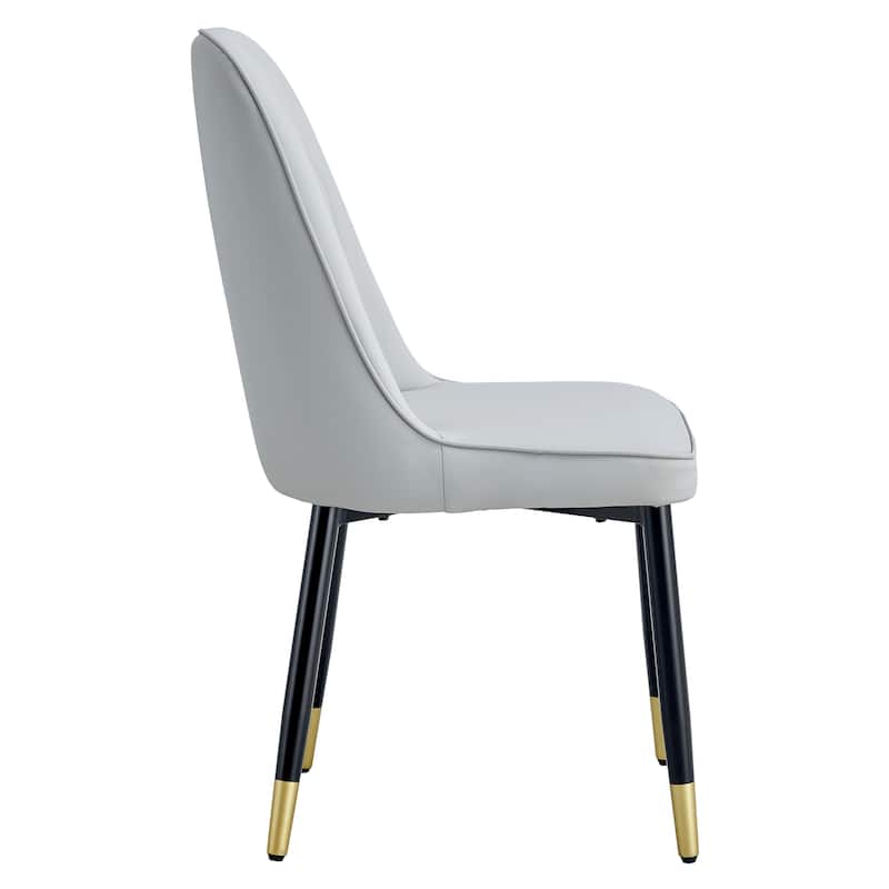 Leather Upholstered Dining Chair with Curved Back Kitchen Chair with Metal Legs Armless Side Chair, Set of 4
