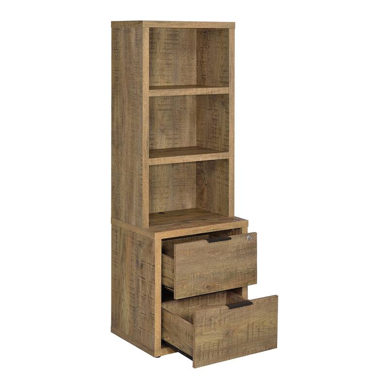 2 Drawers and 3 Open Shelves Wooden Bookcase