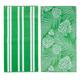 Luxurious Cotton Printed Beach Towel - Green Palm & Stripes