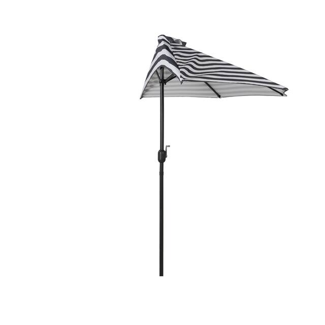 9' Sutton Half Round All-Weather Crank Patio Umbrella - Black Stripe