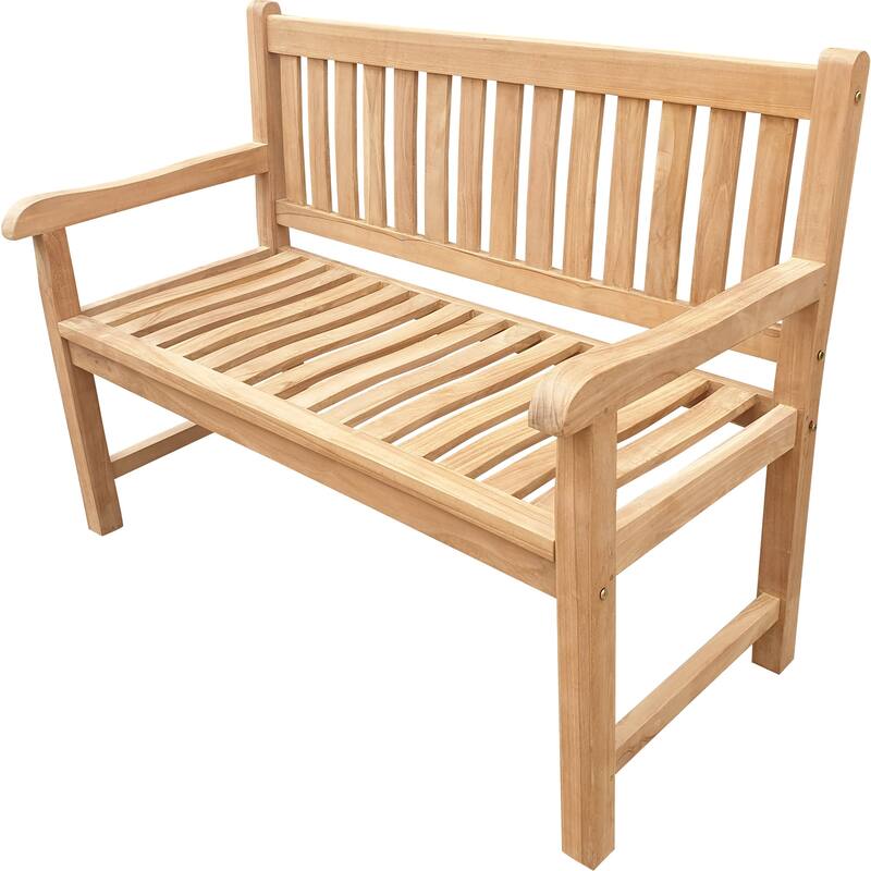 Seven Seas Teak Santiago Teak Wood Outdoor Patio Bench, 4 Foot