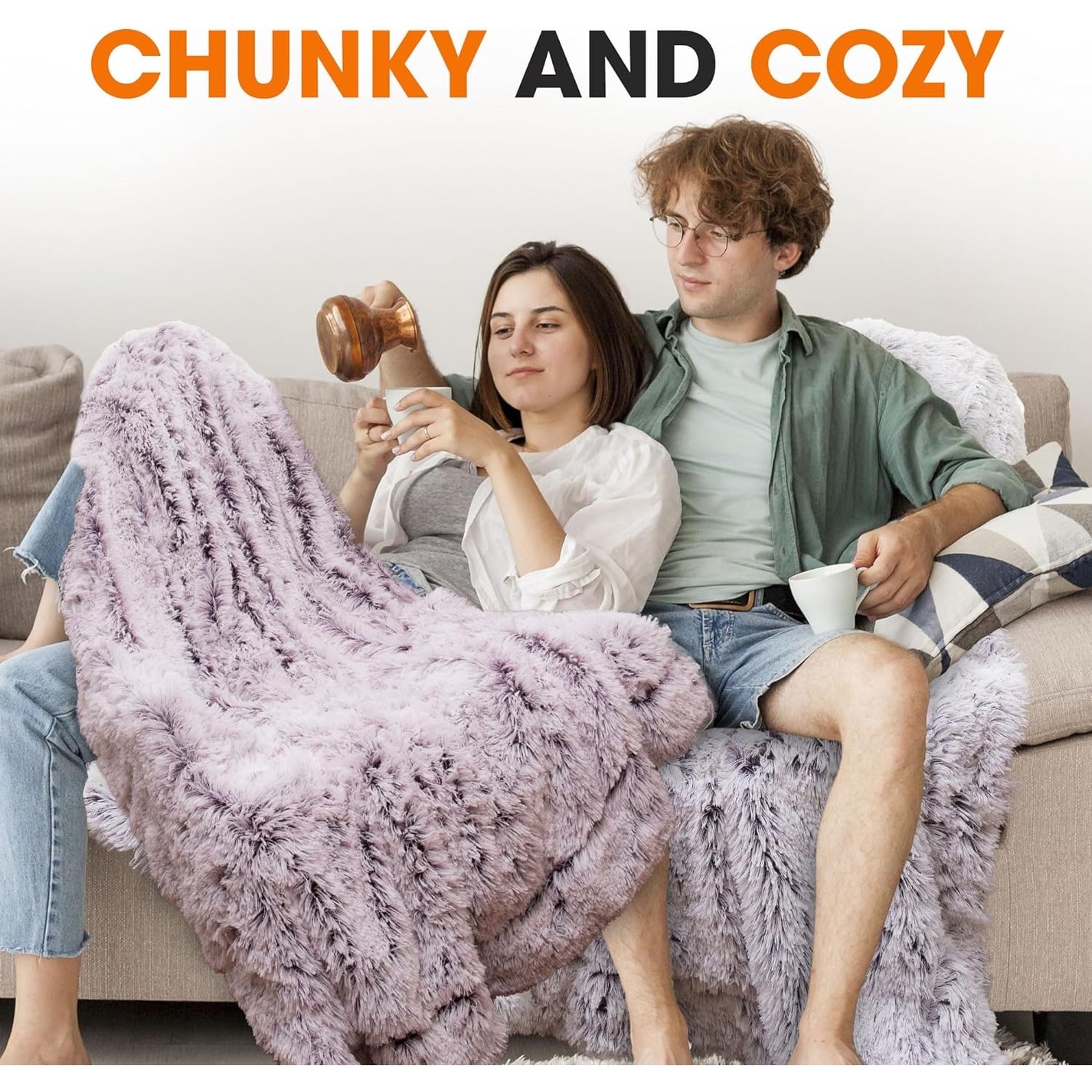 Cheer Collection Reversible Faux Fur Accent Throw Blanket-image