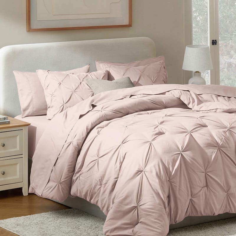 Nestl Pinch Pleate Comforter Set Bed in a Bag with Cooling Pillow