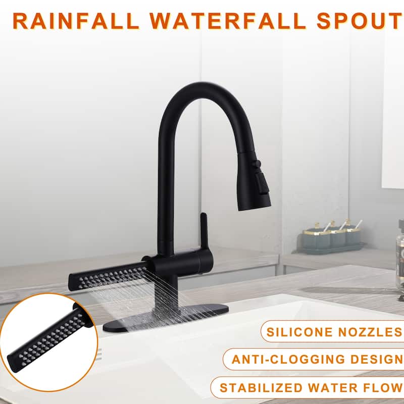 WOWOW Three Function Pull Down Kitchen Faucet with Additional Spout