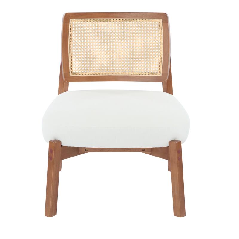 Woven Backrest Lounge Chairs (Set of 2）with Sturdy Wooden Frames, Polyester Upholstered Seats, and Minimalist Design