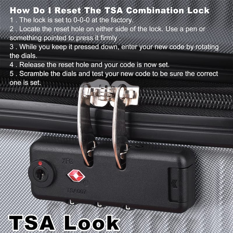 3 Piece Luggage with TSA Lock ABS, Durable Luggage Set, Lightweight ...