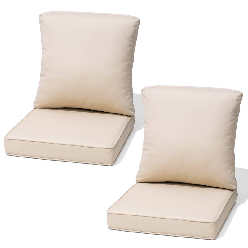 22''D x 21''W x 3.5''T Patio Fabric Outdoor Seat Cushions Set (Seat & Back) - Beige - 2PC