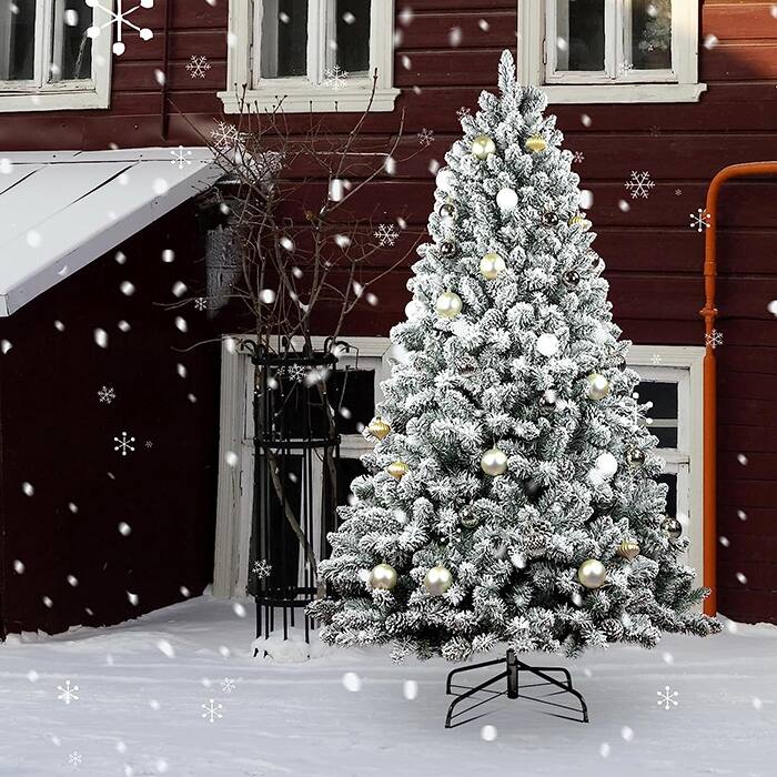 Artificial Christmas Tree,Flocked Holiday Christmas Pine Tree Bed
