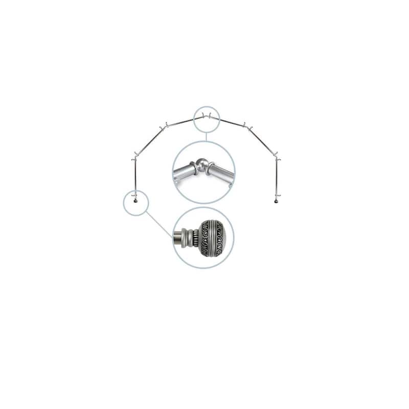 Victorian Bay Window Curtain Rod - 6-Sided Corner Rod, Satin Nickel Finish - Elegant Drapery Hardware - M