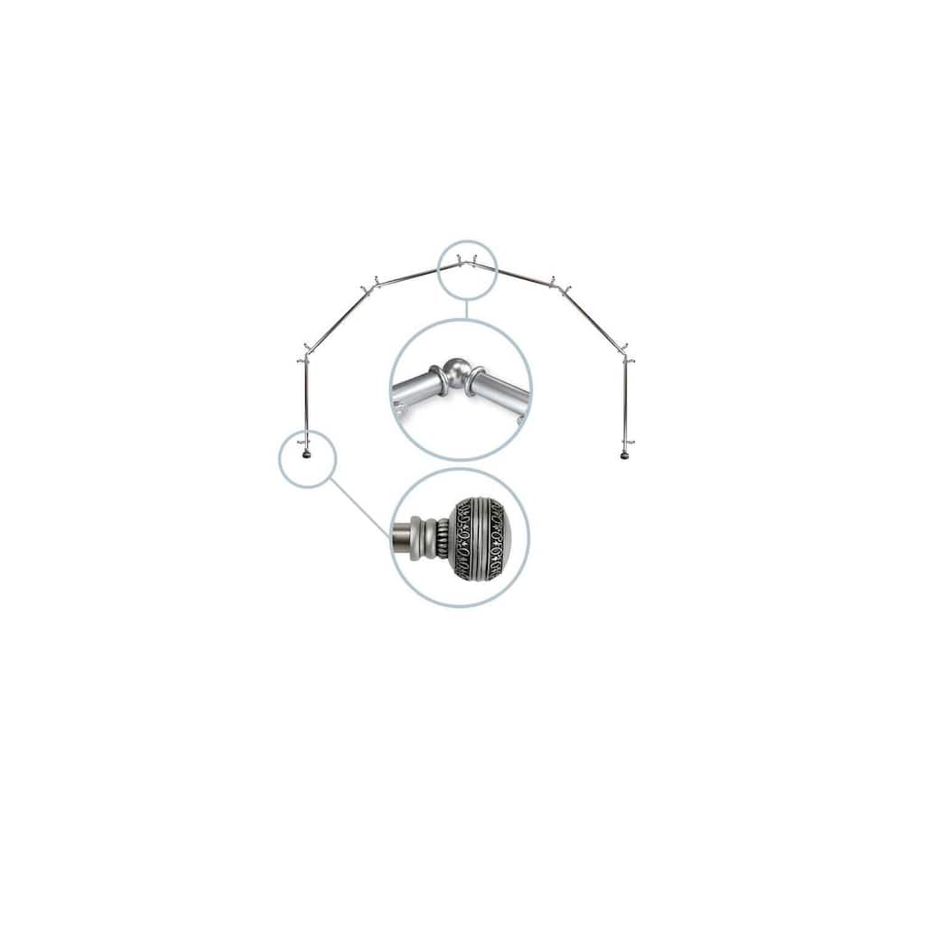 Victorian Bay Window Curtain Rod - 6-Sided Corner Rod, Satin Nickel Finish - Elegant Drapery Hardware - M