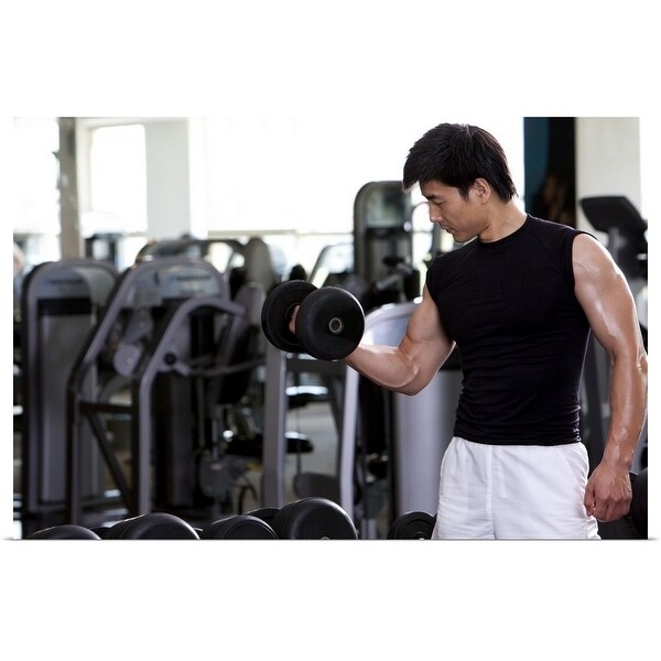 "Mid-Adult Man Lifting Weights" Poster Print