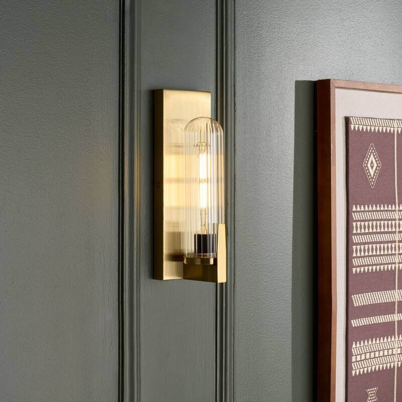 SAFAVIEH Couture Nicola, 5-inch, Metal/Glass Wall Sconce (Set of 2) - 4"W x 5"D x 13"H