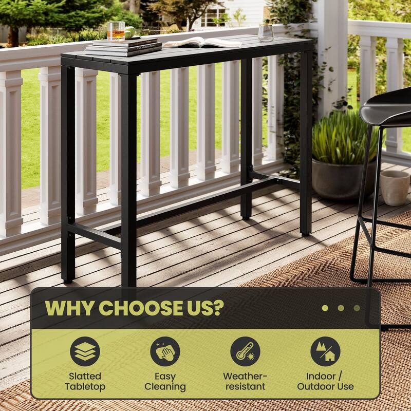 Outdoor 3-Piece Patio Bar Stools Set Rectangle Bar Table and Barstools with Cushion