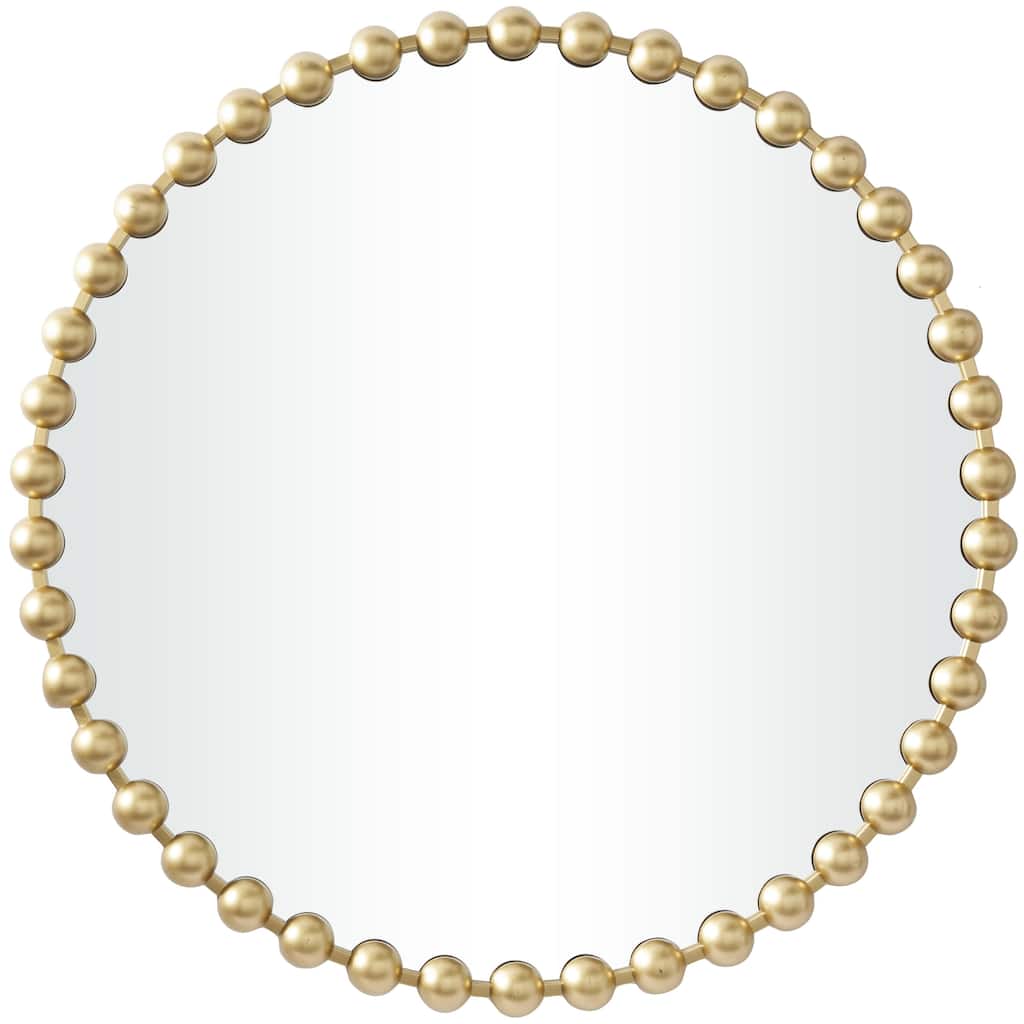 Metal Wall Mirror with Beaded Detailing - Gold, Silver, Dark Gray - CosmoLiving by Cosmopolitan