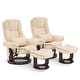 preview thumbnail 38 of 50, MCombo Set of 2 Swivel Recliner with Ottoman, Vibration Massage Lumbar Pillow White
