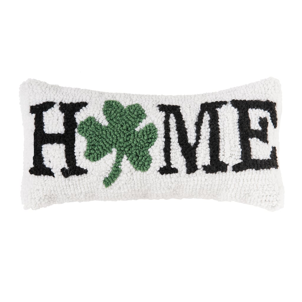 6" x 12" Shamrock Home Hooked Pillow