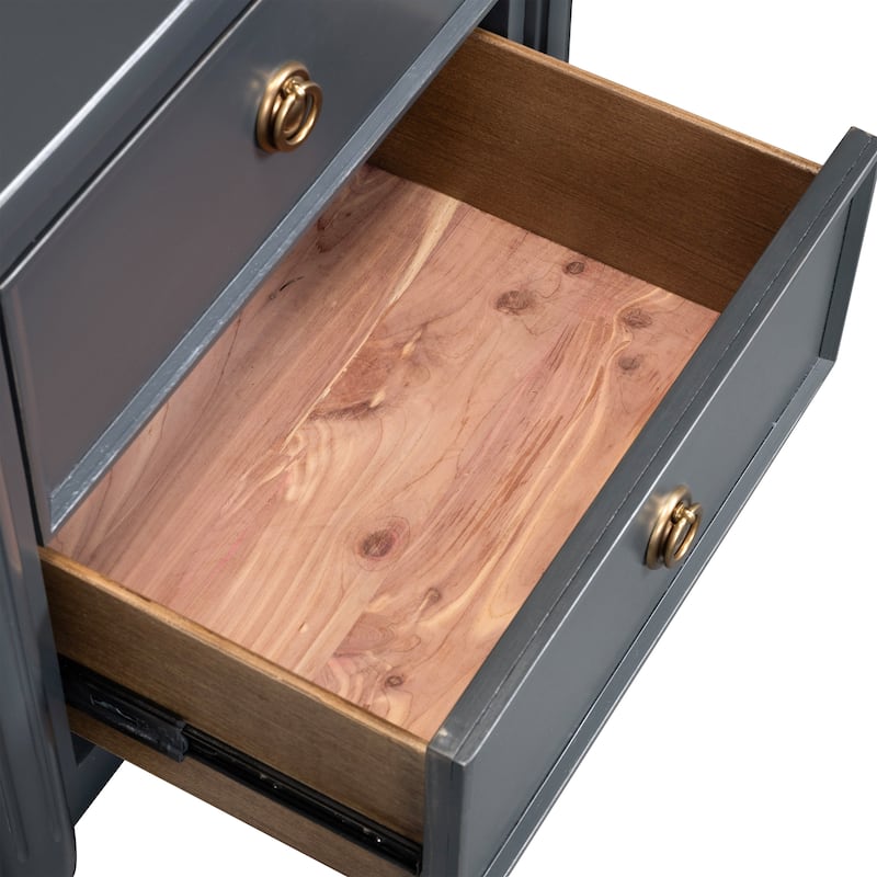 Furniture of America Arlena Modern Solid Wood Nightstand with USB Ports