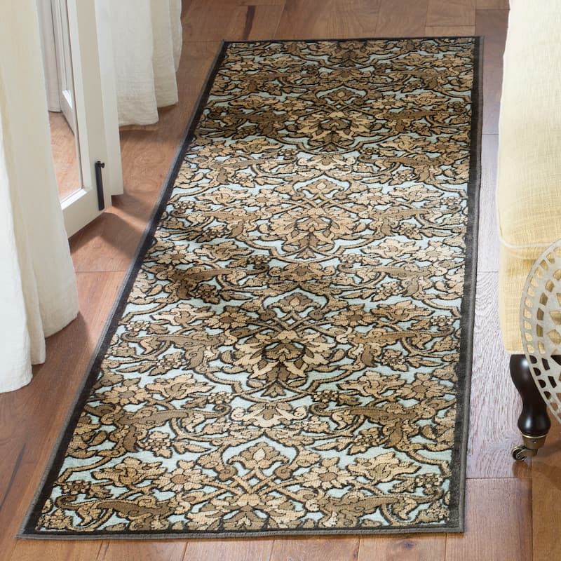 SAFAVIEH Paradise Leva Modern Viscose Rug - 2'2" x 8' Runner - Soft Anthracite/Anthracite