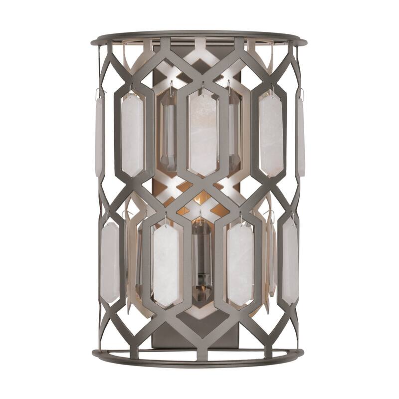 Minka Lavery 3582 Hexly 16" Tall Wall Sconce with Crystal Panel and - Coal