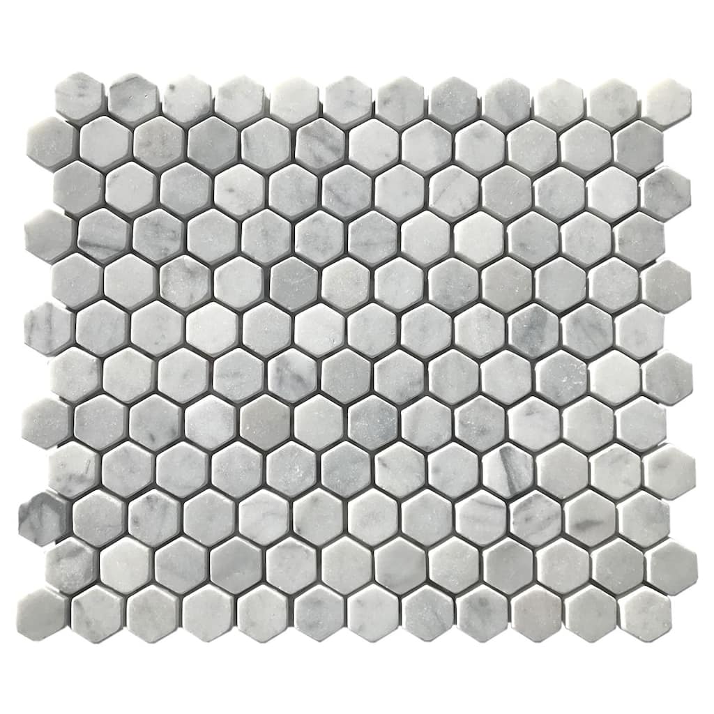 Carrara Marble 1" x 1" Honeycomb Tumbled Mosaic Tile