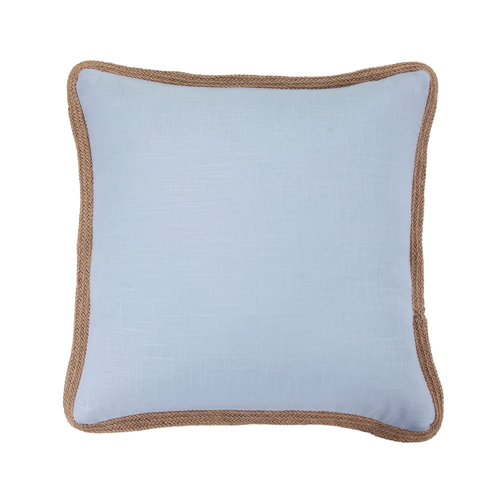 HiEnd Accents Luna Washed Linen Jute Trimmed Pillow, 20"x20"
