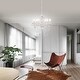 preview thumbnail 3 of 7, White Chandelier with Clear Crystals 6-Light Modern Crystal Chandelier