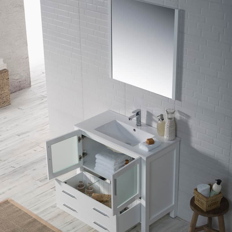 Blossom Solid Wood Double Bathroom Vanity w/ Ceramic Sink & Base