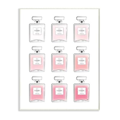Stupell Glam Pink Ombre Fashion Perfume Bottles Wood Wall Art