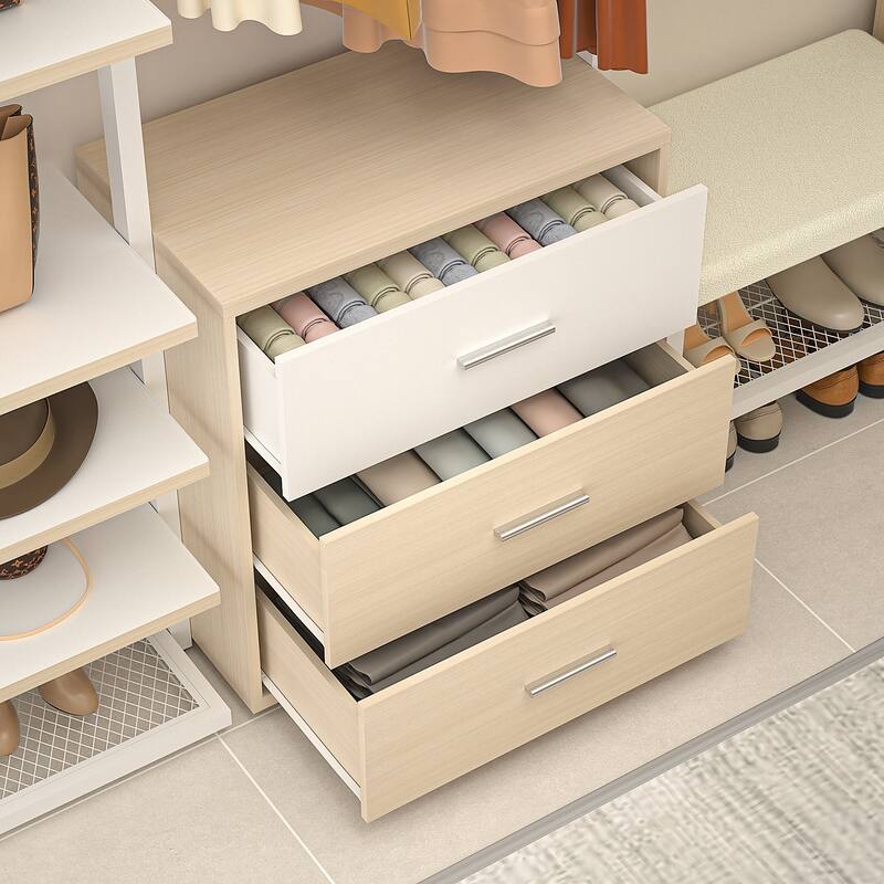 96'' Closet Organizer System with 6 Drawers, Clothing Rack Wardrobe Closet Garment Rack for Walk In Closets