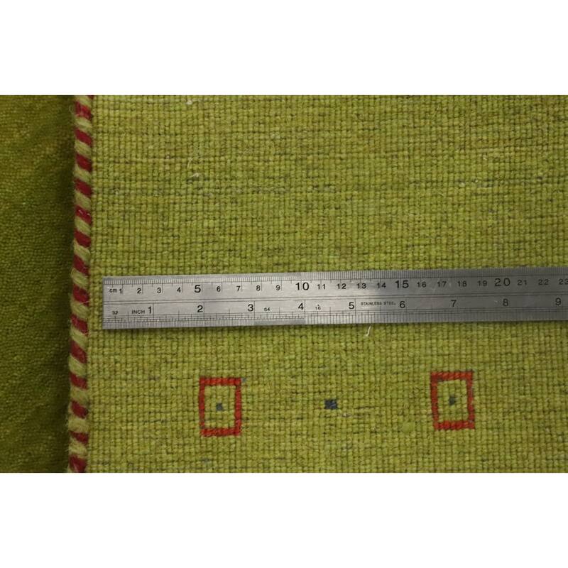 Hand Knotted Oriental 100% Wool Carpet Tribal Animal Pictorial Green Gabbeh Area Rug - 3' 9'' X 2' 0''