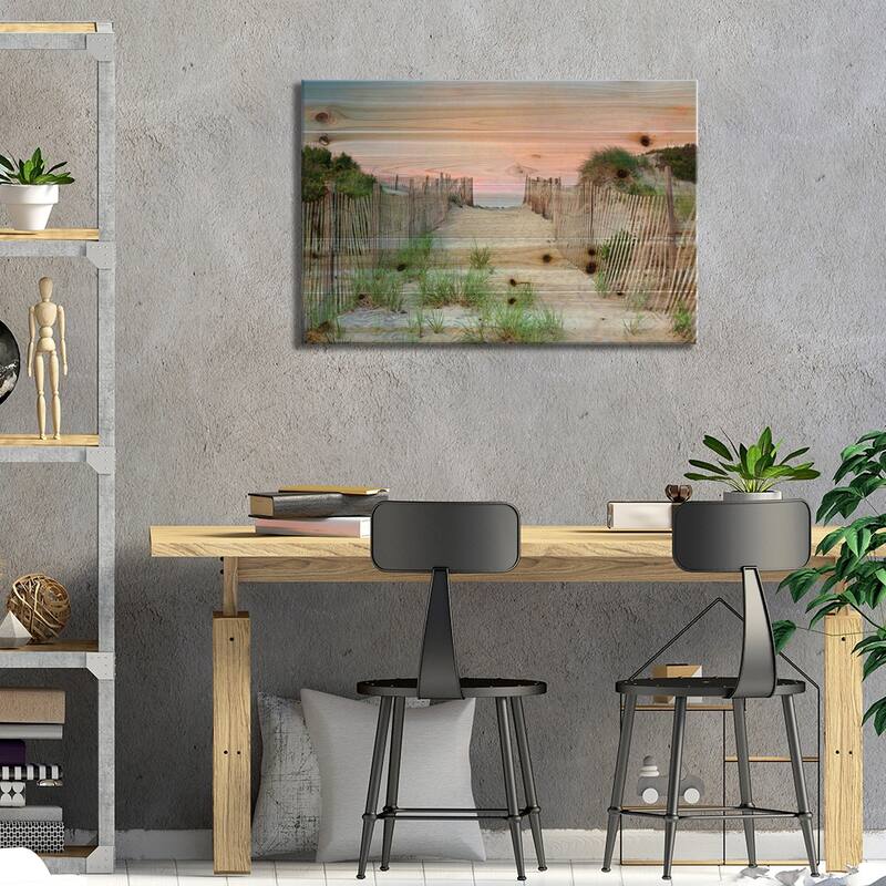 Crescent Beach Path Print On Wood by Katherine Gendreau - Multi-Color