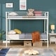preview thumbnail 6 of 28, Elegant Twin Over Twin Bunk Bed, Metal Structure Bedframe with Safety Guardrails, 2 ladders and Space Saving Design, White